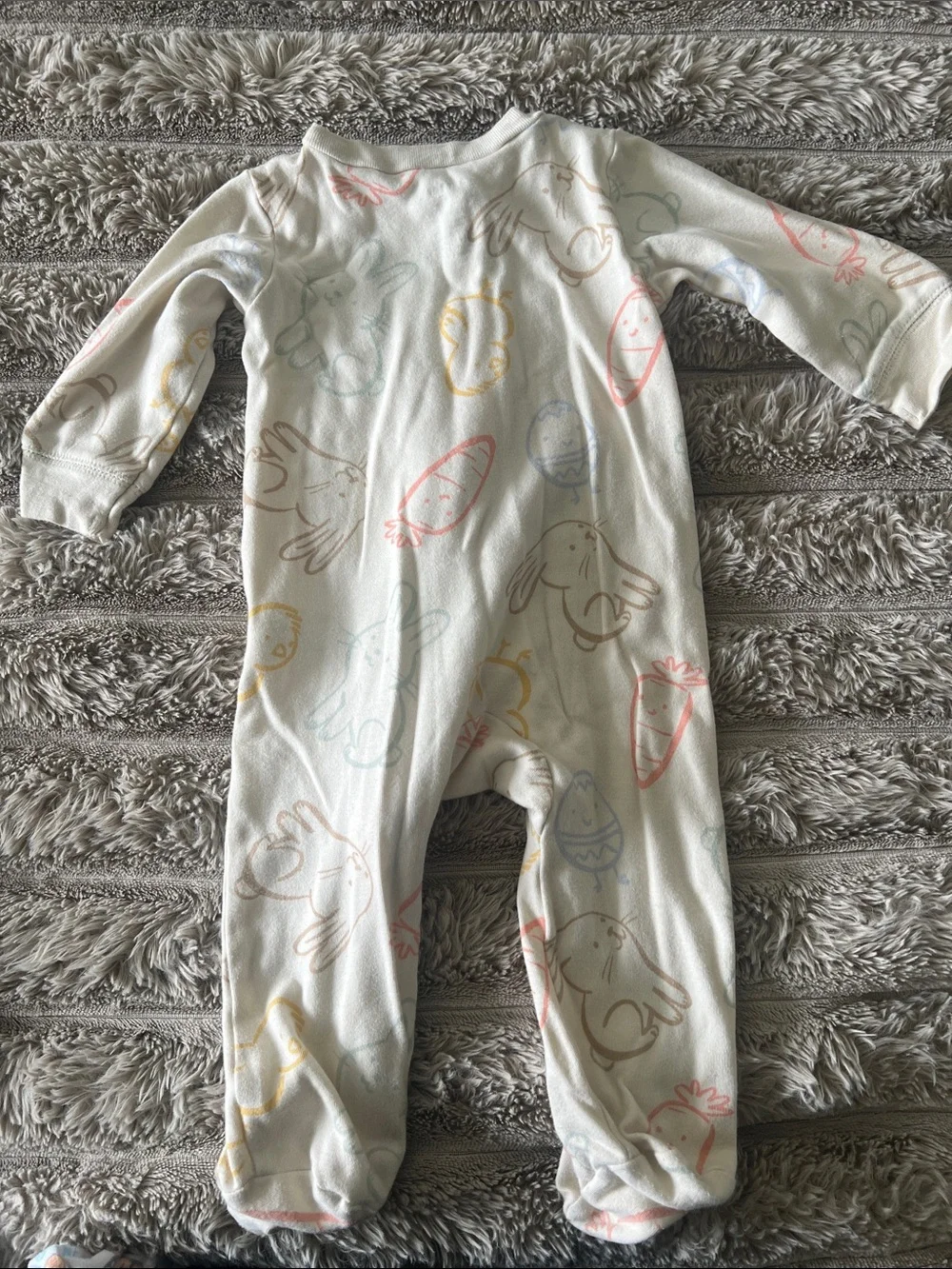 Carter's Cream Footed One-Piece with Pastel Animal & Carrot Prints